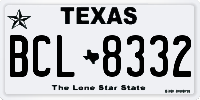TX license plate BCL8332
