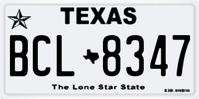TX license plate BCL8347