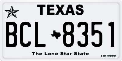 TX license plate BCL8351