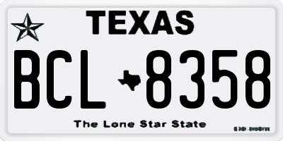 TX license plate BCL8358