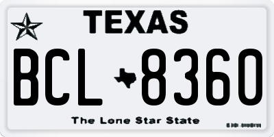 TX license plate BCL8360