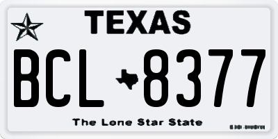 TX license plate BCL8377