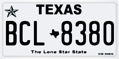 TX license plate BCL8380