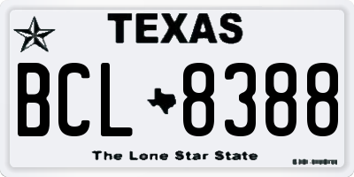 TX license plate BCL8388