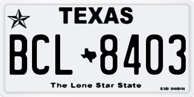 TX license plate BCL8403