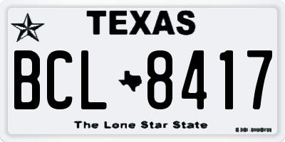 TX license plate BCL8417