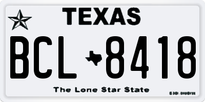 TX license plate BCL8418
