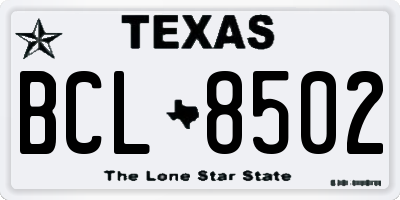 TX license plate BCL8502