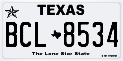 TX license plate BCL8534