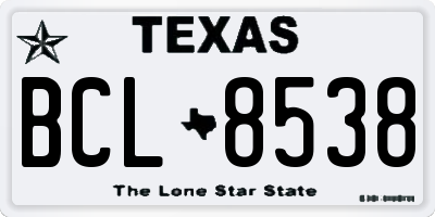 TX license plate BCL8538