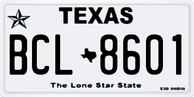TX license plate BCL8601
