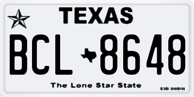 TX license plate BCL8648