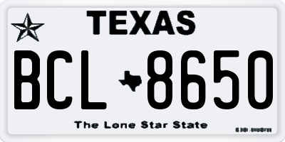 TX license plate BCL8650
