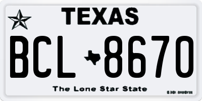 TX license plate BCL8670