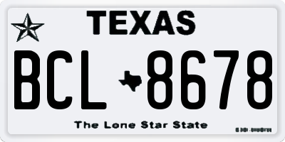 TX license plate BCL8678