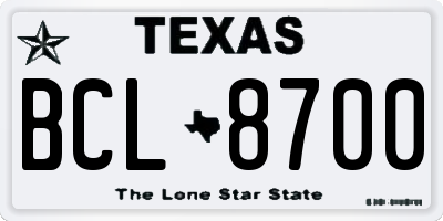 TX license plate BCL8700