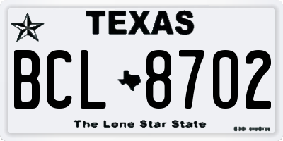 TX license plate BCL8702