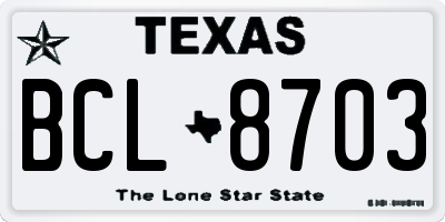 TX license plate BCL8703