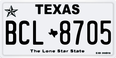 TX license plate BCL8705