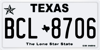 TX license plate BCL8706