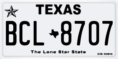 TX license plate BCL8707