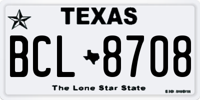 TX license plate BCL8708