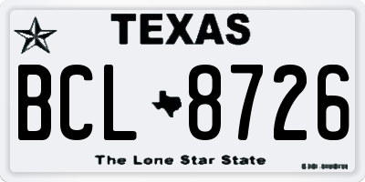 TX license plate BCL8726