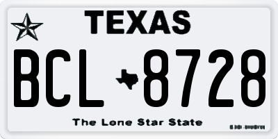 TX license plate BCL8728
