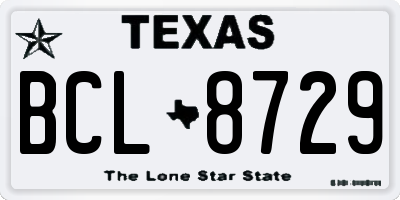TX license plate BCL8729