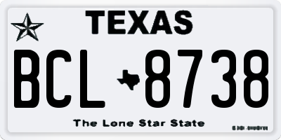 TX license plate BCL8738