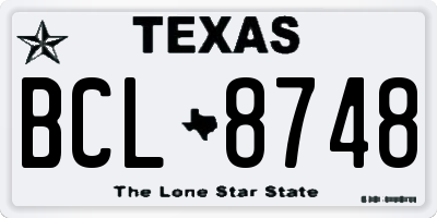 TX license plate BCL8748
