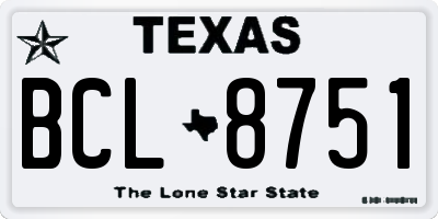 TX license plate BCL8751