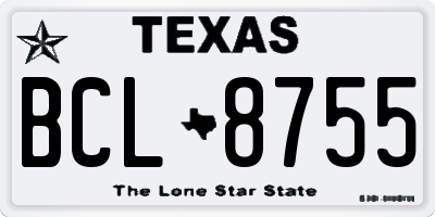 TX license plate BCL8755