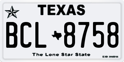 TX license plate BCL8758