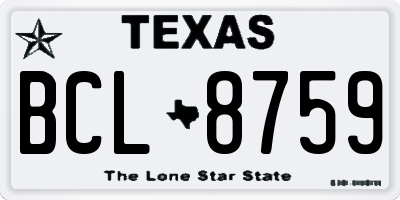 TX license plate BCL8759