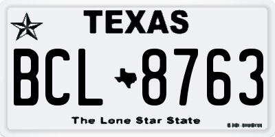 TX license plate BCL8763
