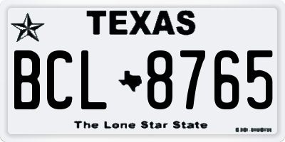 TX license plate BCL8765