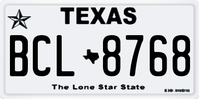 TX license plate BCL8768