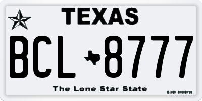 TX license plate BCL8777
