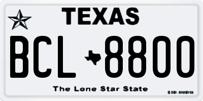 TX license plate BCL8800