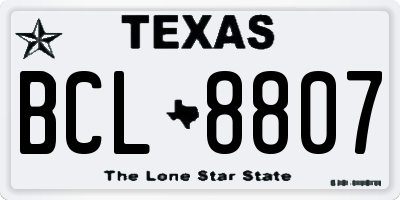TX license plate BCL8807