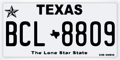 TX license plate BCL8809