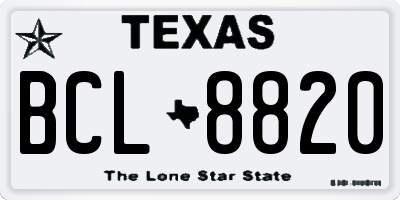 TX license plate BCL8820