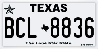 TX license plate BCL8836
