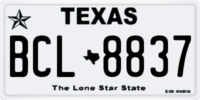 TX license plate BCL8837