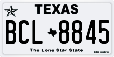 TX license plate BCL8845