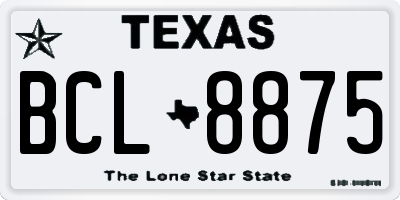 TX license plate BCL8875