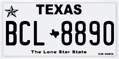 TX license plate BCL8890
