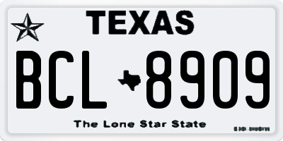 TX license plate BCL8909