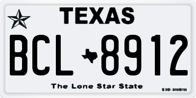 TX license plate BCL8912